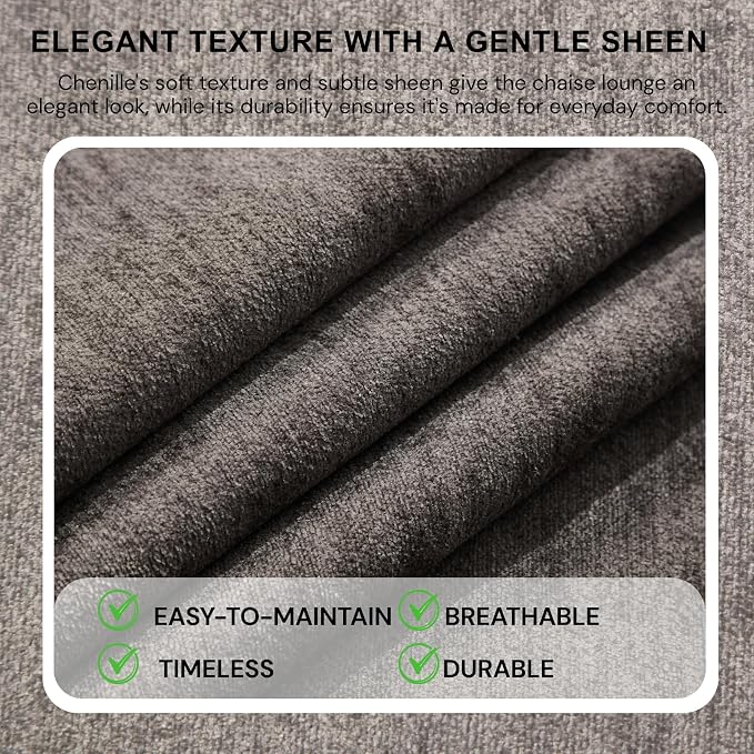 64.6'' W Dark Charcoal Brown - Wood Legs