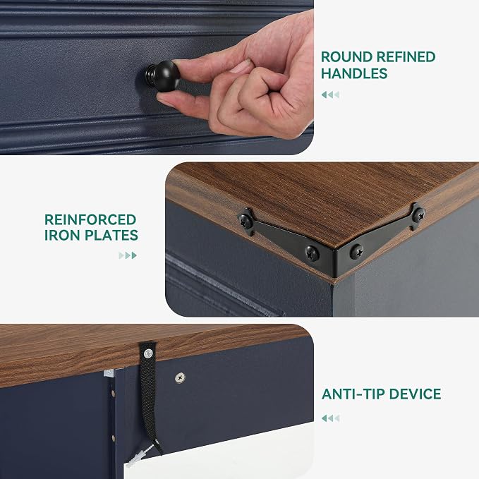 Navy Blue & Walnut