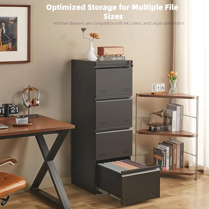 Matte-black 4-drawer Vertical