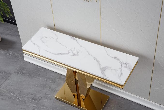 White Golden Console Table
