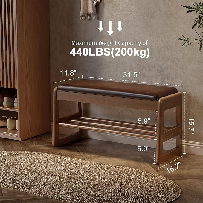 Dark Walnut Upholstered Seat