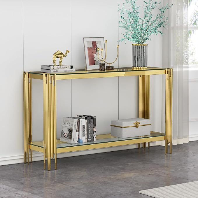 Gold & Clear Console Table