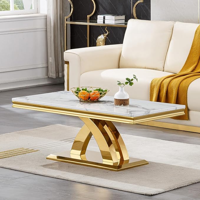 Coffee Table - White Gold Base
