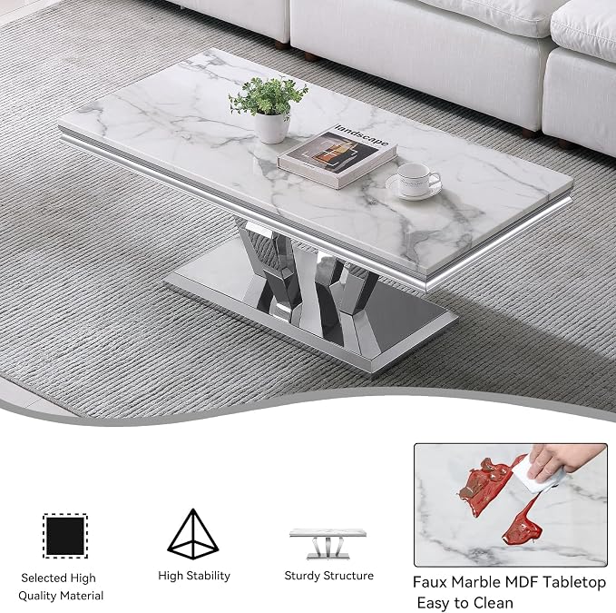 White Silver Coffee Table