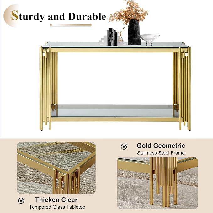 Clear Gold-console Table