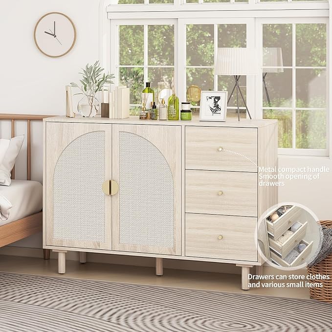 Wood Color-2 Door 3 Drawer