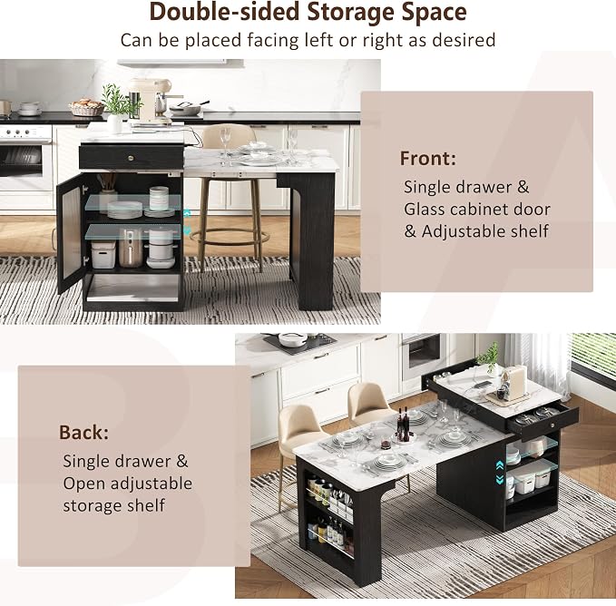 Black + Faux Marble Table + Particle Board+mdf