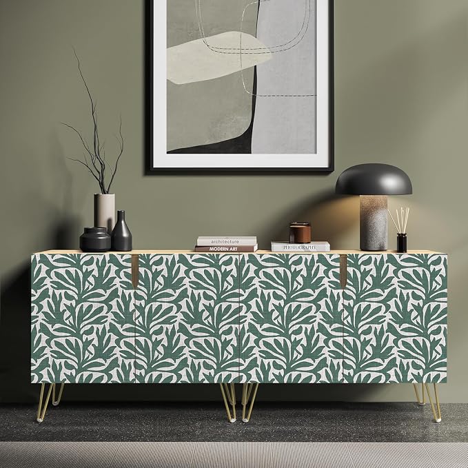 Green Mid-century Flower Landscape Patterns
