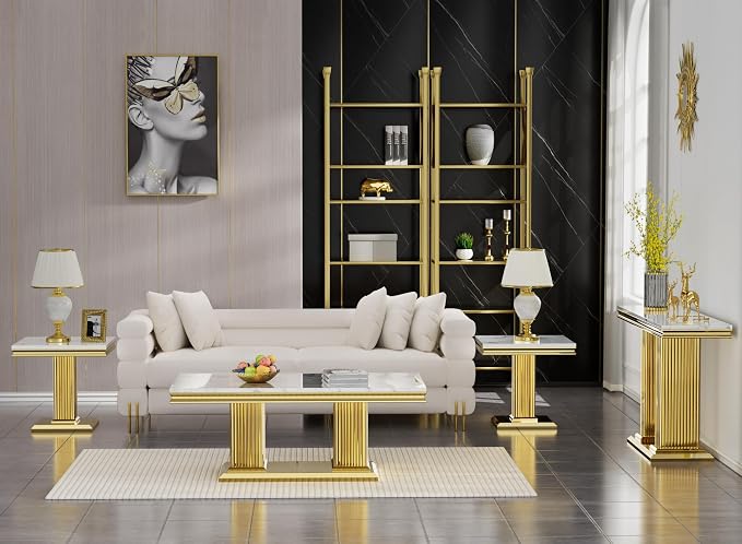 White Golden Coffee Table
