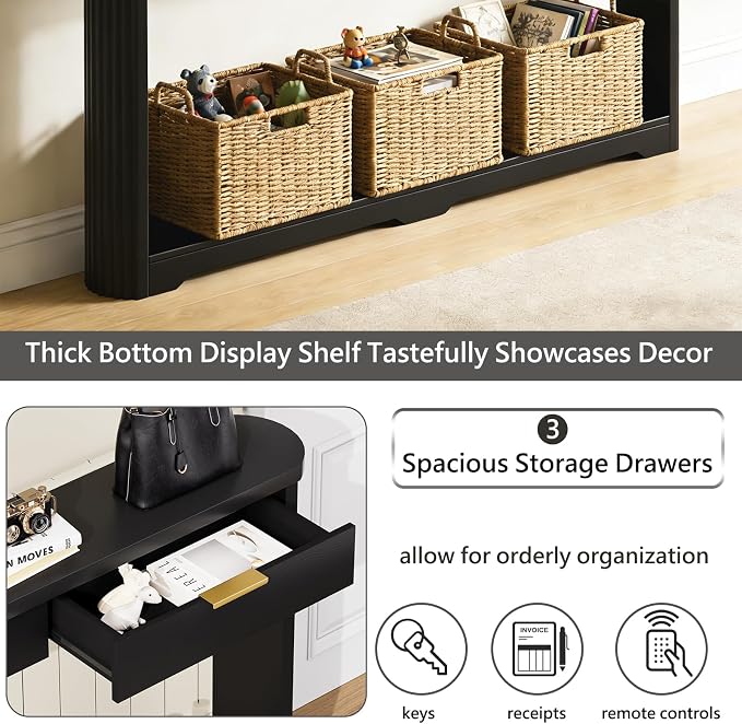 Black With 3 Drawers