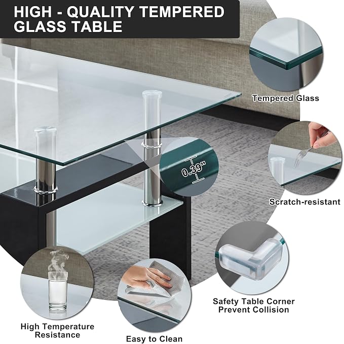 Clear Black Table + Black End Table