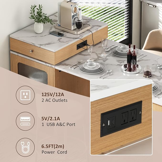 Natural + Faux Marble Table + Particle Board+mdf + Particle Board