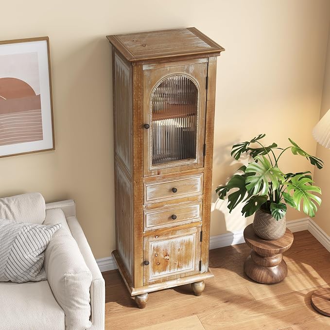 Glass Arched Door- Antique Natural