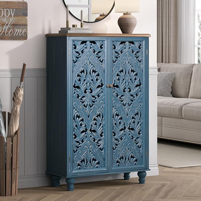 Blue & Walnut_2 Doors_tall