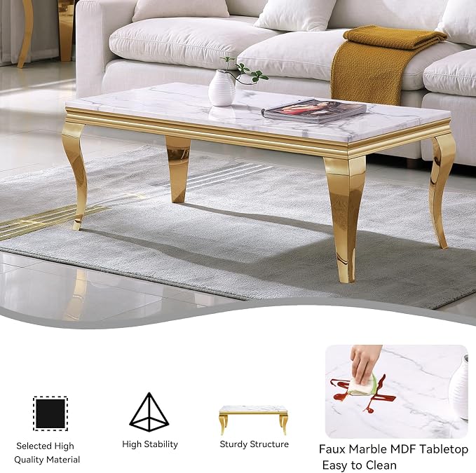 White Golden Coffee Table