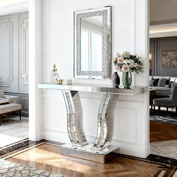 Silver Table+rectangle Mirror