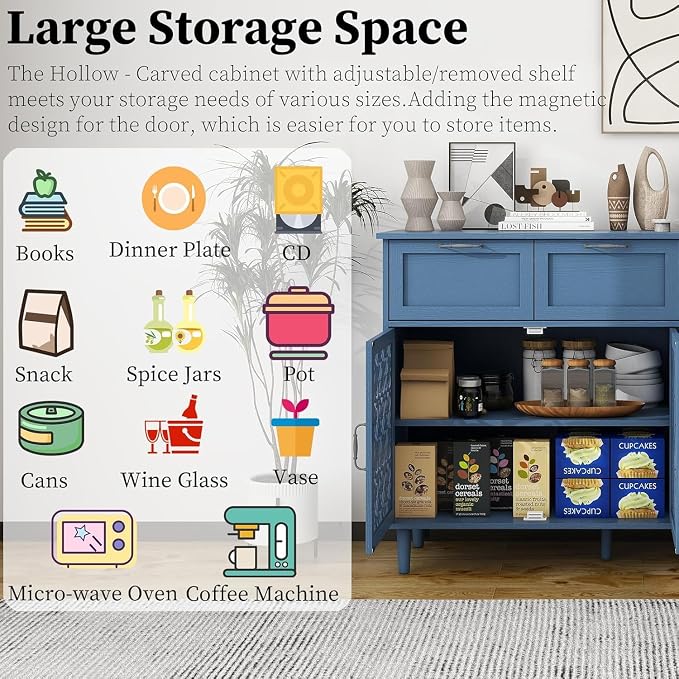 2 Set Blue 2 Door 2 Drawer Cabinet