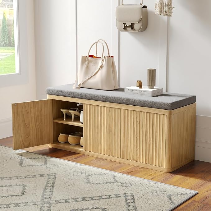 3 Door Shoe Storage Bench-oak