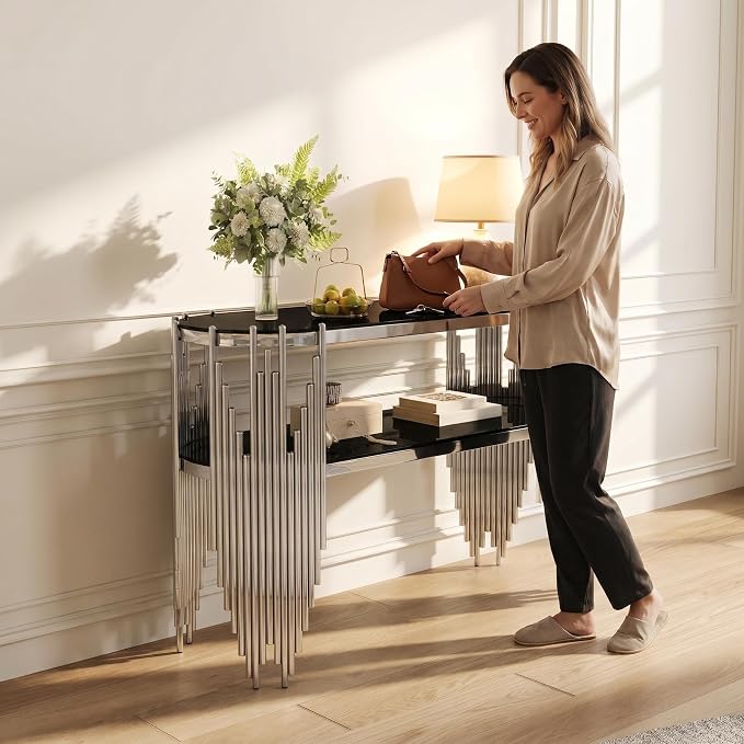 47“ Black & Silver Console Table