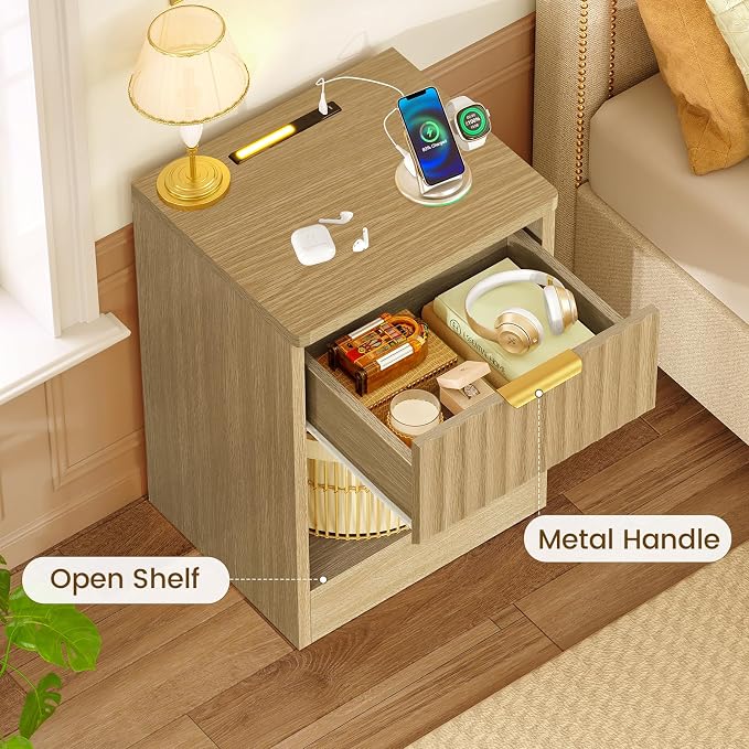 Natural, 1 Drawer Set of 2