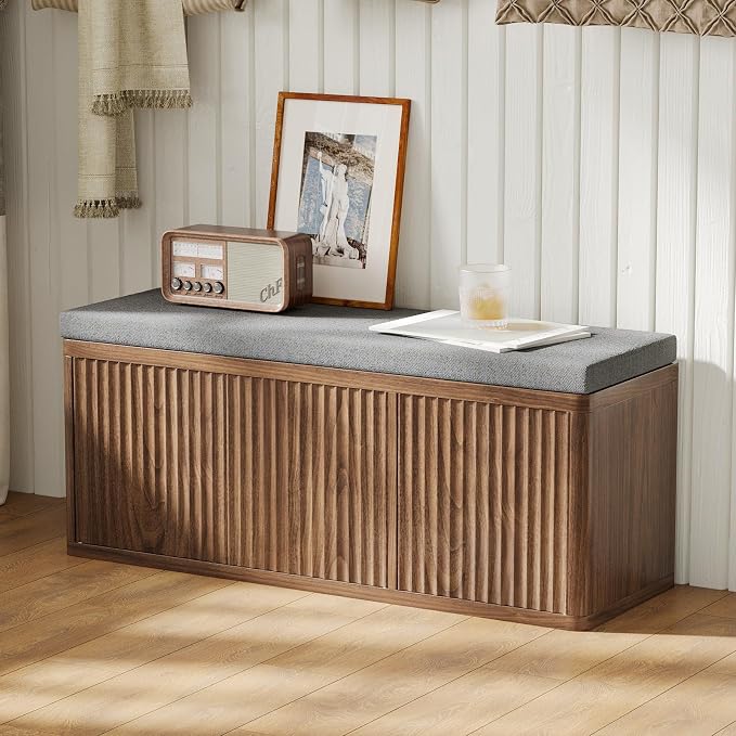 3 Door Shoe Storage Bench-walnut