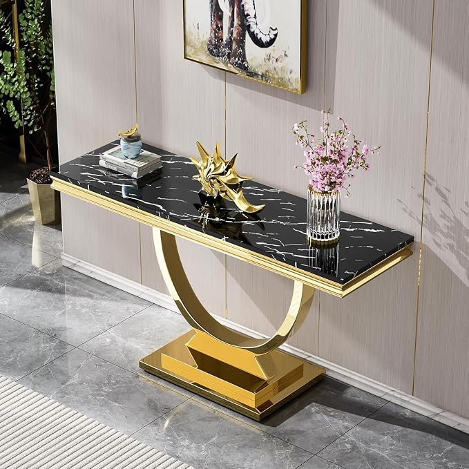 Console Table - Black Gold Base