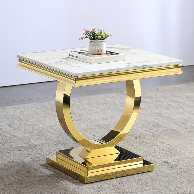 End Table - White Gold Base