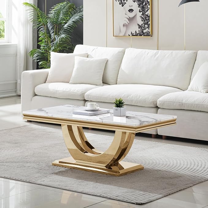 White & Gold Coffee Table