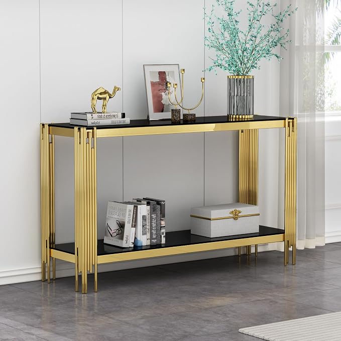 Gold & Black Console Table
