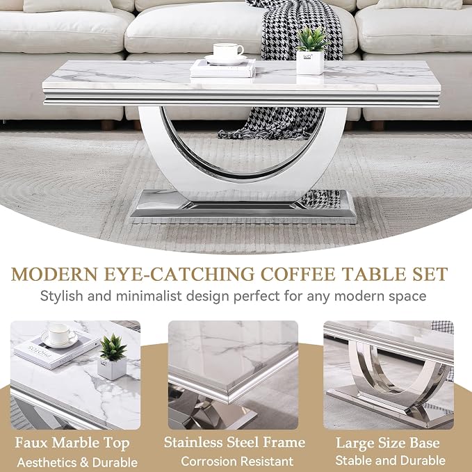 White Silver-coffee Table