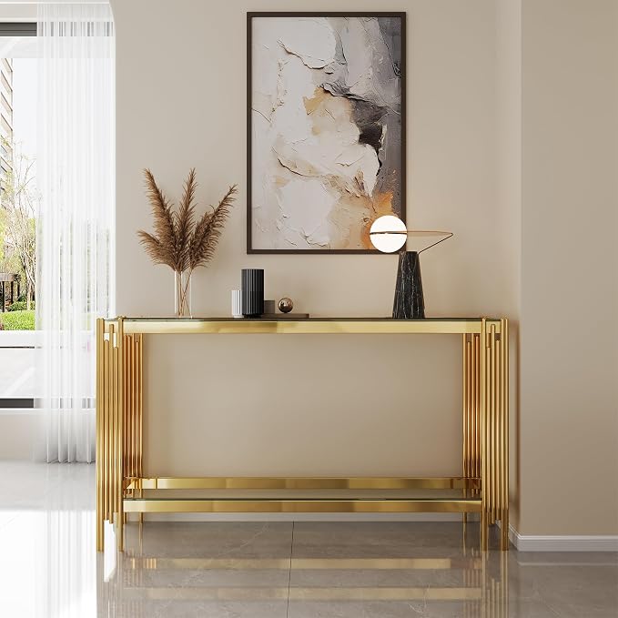 Clear Gold-console Table