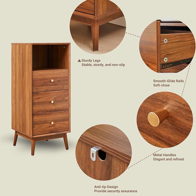 Walnut 3 Drawer