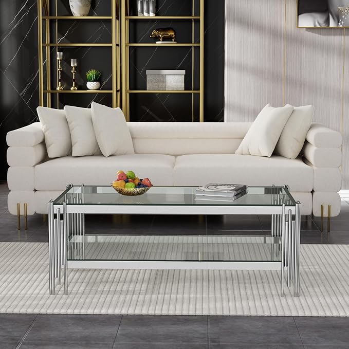 Silver & Clear Coffee Table
