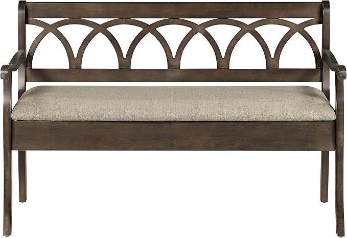 Dark Walnut Finish With Beige Seat