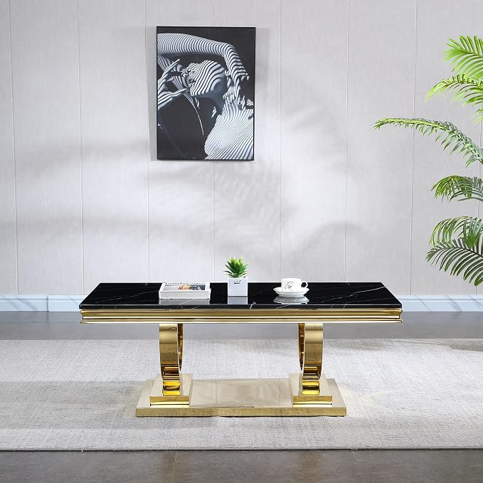 Coffee Table - Black Gold Base