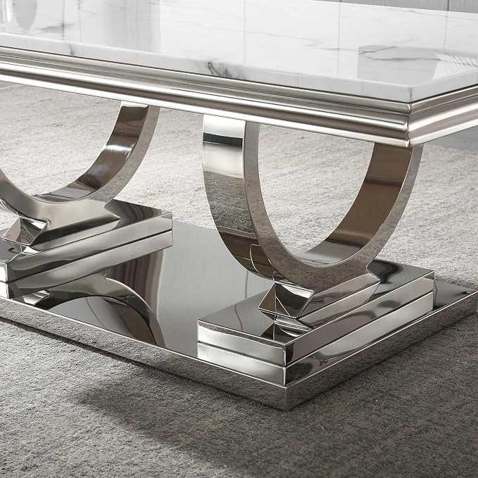 Coffee Table - White Silver Base