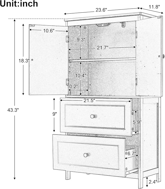 White(2 Doors & 2 Drawers)