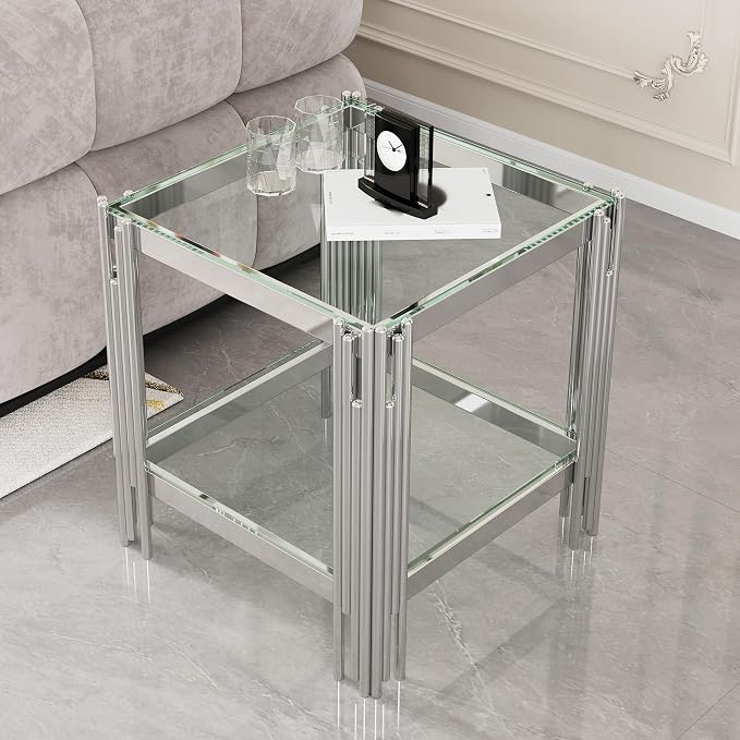 End Table-clear&silver