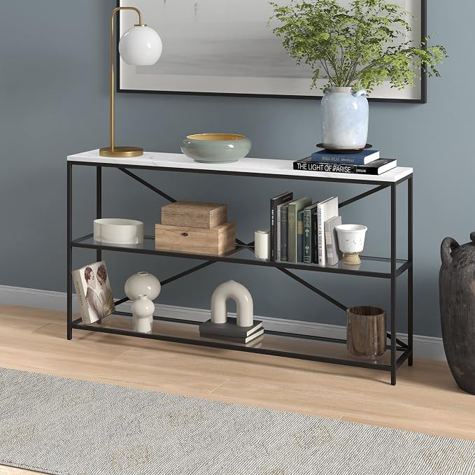 Black/Faux White Stone