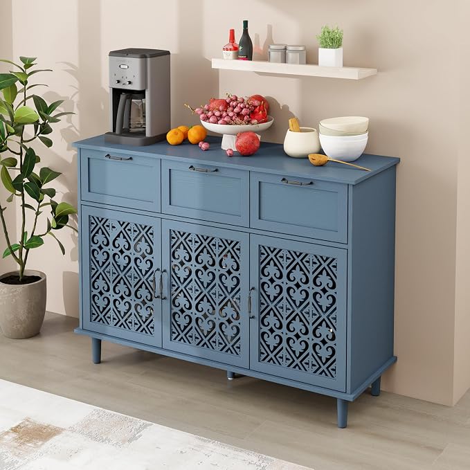 3 Door 3 Drawer Blue