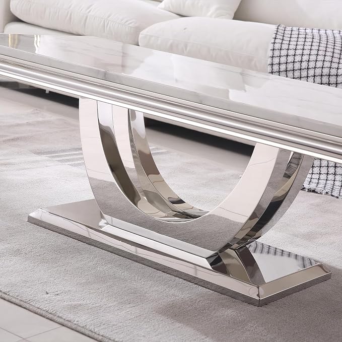 Coffee Table - White Silver Base
