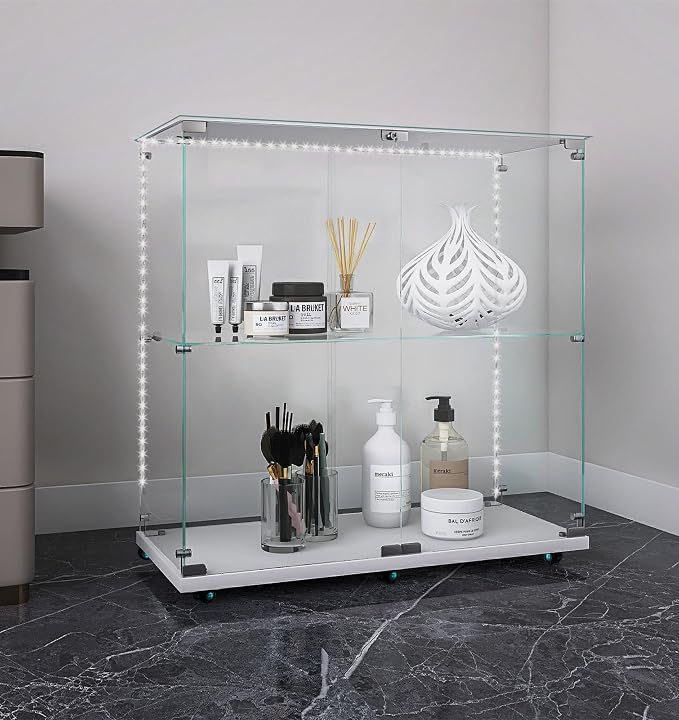 Clear Glass Top White With Bluetooth Light, Wheel