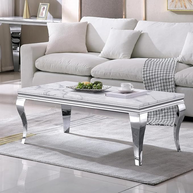 Coffee Table - White Silver Base