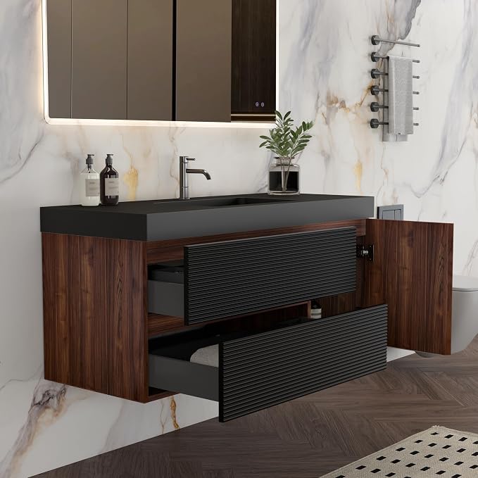 Walnut+black / Black High-rim Sink
