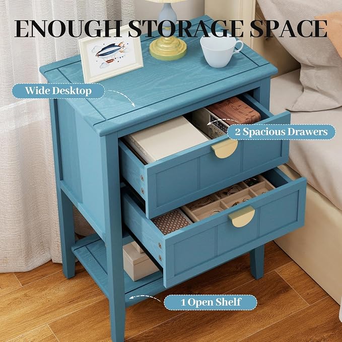 Blue 2 Drawer Set of 2