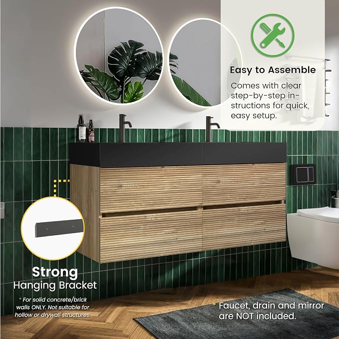 Rough Oak / Black High-rim Sink