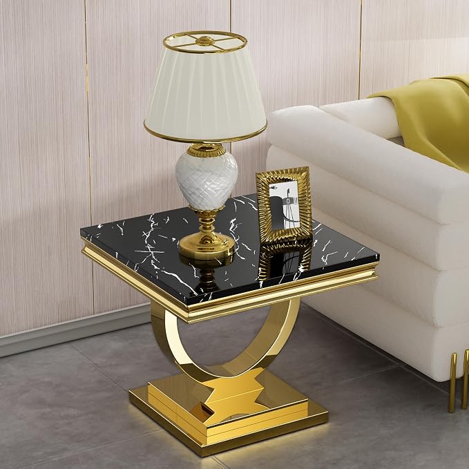 End Table-black Top &Gold Base