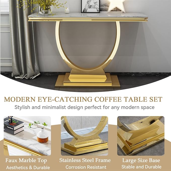 White Gold-console Table