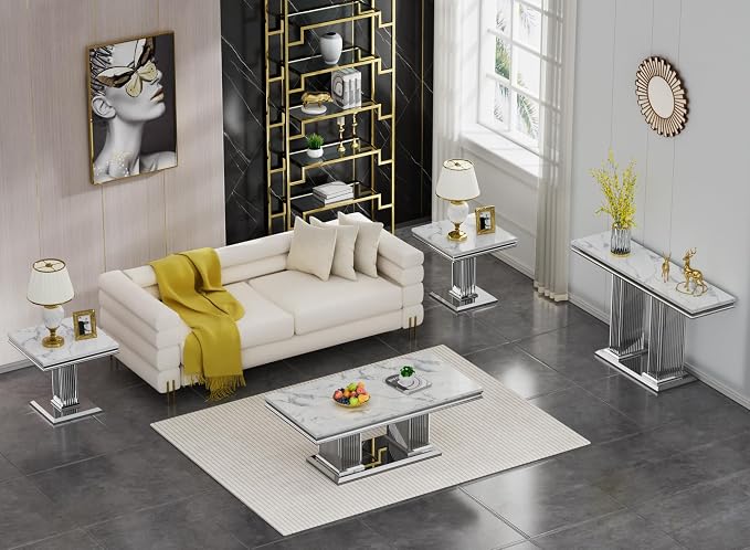 White Silver Coffee Table