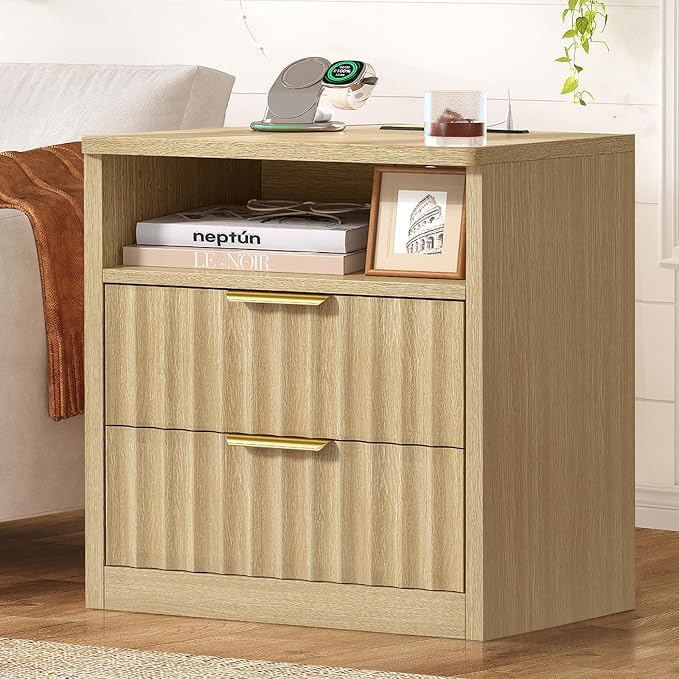 Natural, 2 Drawers Set of 2